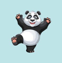 Cute Panda Waving Hand Cartoon Vector Illustration.