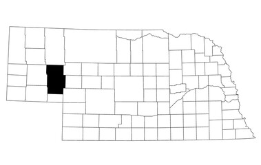 Map of garden County in Nebraska state on white background. single County map highlighted by black colour on Nebraska map. UNITED STATES, US
