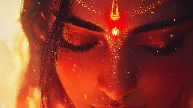 Naklejki Hindu God Radha Krishna love in the fire