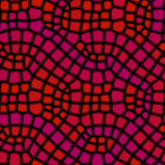 Seamless pattern tile with cobblestone shapes of shades of red and pink. No AI used