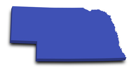 3d Map of Nebraska state with color. United State of America, US, United State