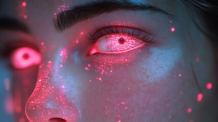 Cybernetic vision with intricate digital eye details