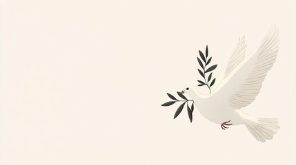 Obraz premium White Dove with Olive Branch in Flight