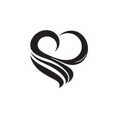 Graceful Heart with Artistic Curves - A Beautiful Love Symbol for Romantic, Elegant, and Creative Design Purposes, Ideal for Branding, Digital Media, and Romantic-themed Visual Art.
