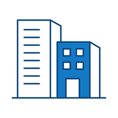 Buildings Blue Editable Stroke Icons. Real Estate, House, Home, Apartment, Cityscape Architecture Buildings Icons Vector Illustration