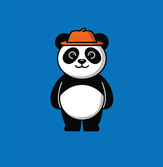Cute Panda Waving Hand Cartoon Vector Illustration.