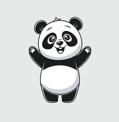  cute cartoon pandas. Vector animal illustration