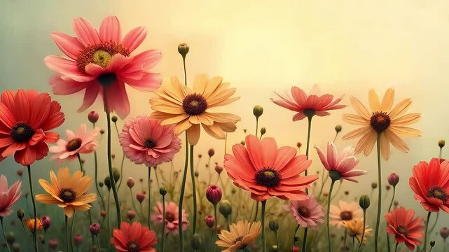 Surreal Motion Animation of Vintage-Style Floral Painting in Impressionism Digital Art A Dreamlike Blend of Moving Flowers