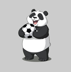 Cute Panda playing soccer cartoon vector illustration. 