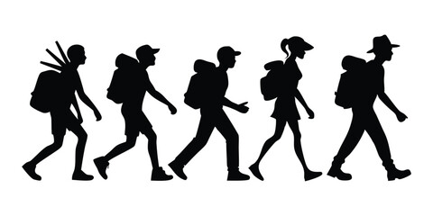 silhouettes of people, man, women, boy, girl