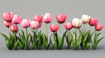 A bouquet of tulips arranged in an artistic and aesthetically pleasing manner. AI generate illustration