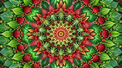 Fototapeta premium A Floral Tapestry Woven with Nature's Elements, An Explosion of Color and Symmetry in a Kaleidoscopic Display of Botanical Wonders