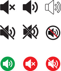 Speaker, sound volume  icon set illustration