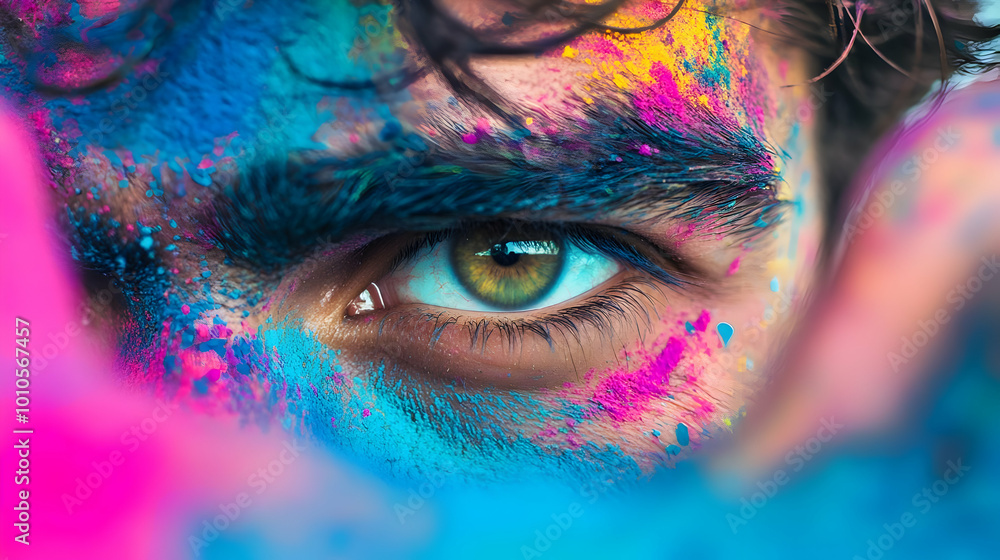 Wall mural colorful eye close up