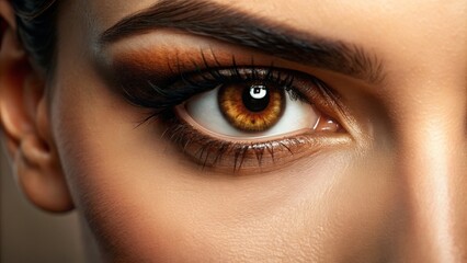 Fototapeta premium Close-Up Macro Beauty of Brown Eyes Blinking, Natural Beauty and Cosmetics Concept for Eye Care and Makeup Inspiration