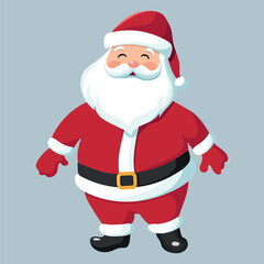 Christmas Cute, happy Santa Claus blue background. Merry Christmas and happy new year greeting poster. Vector illustration