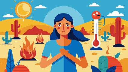 Women at risk of heat stroke vector art illustration