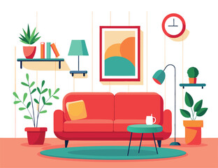 Cozy Living Room Interior Design with Sofa