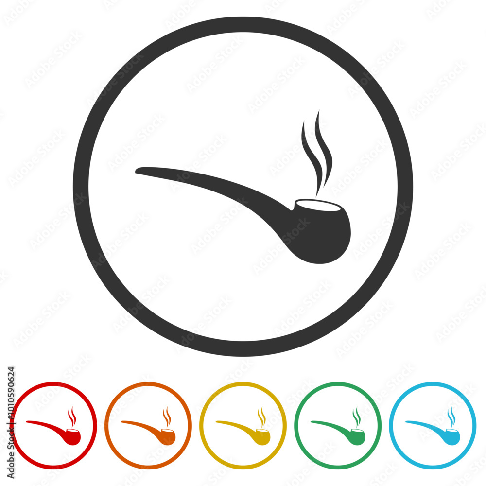 Poster smoking pipe icon. set icons in color circle buttons
