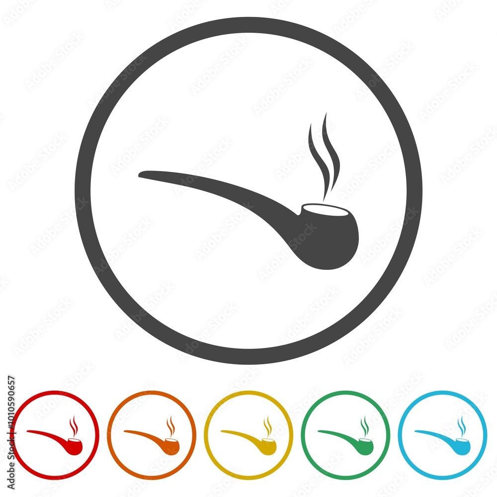 Poster smoking pipe icon. set icons in color circle buttons