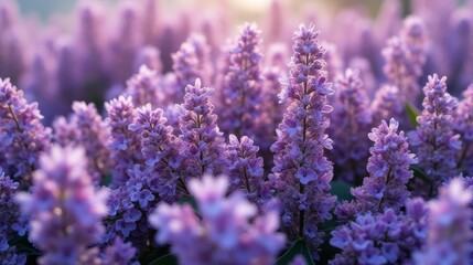 Fototapeta premium Dense Floral Arrangement Flowers of Lavender and Lilacs, in Shades of Purple