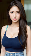 Fototapeta premium Beautiful body of Asian woman, close up portrait.