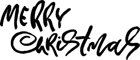 Merry Christmas Hand Drawn Modern Dry Brush Lettering.