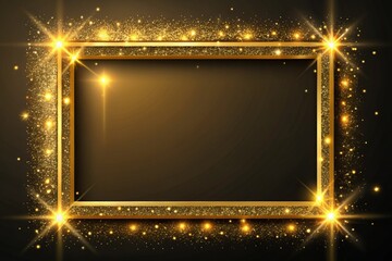 Obraz premium Elegant 3D Golden Award Frame with Glittering Lines in Rectangle Shape for Premium Recognition and Celebration Designs