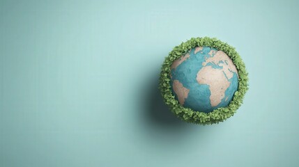 Green Earth Globe Surrounded by Lush Foliage on a Blue Background   Sustainable Developmen