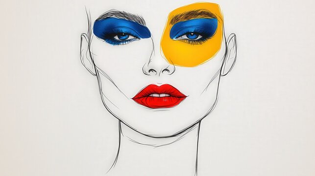 face art: blue and yellow eye makeup clip art preview
