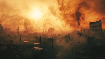 Fototapeta premium The air is full of dust and smoke 