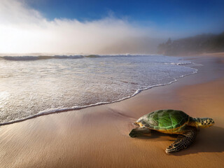 a remote beach with ocean waves