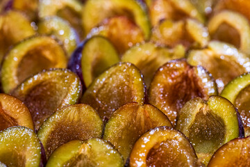Home made plum cake in preparation phase before the delicious cake get into the oven