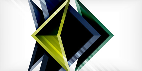 Arrows with 3d effect abstract background. Triangles on light grey backdrop