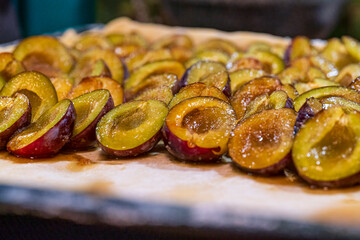 Home made plum cake in preparation phase before the delicious cake get into the oven