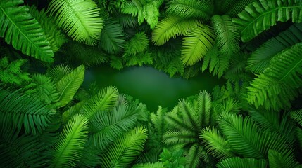 Obraz premium Lush Rainforest Canopy with Empty Space Tropical Foliage Background