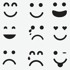 face emoji Vector Illustration silhouette. emoticons set angry and sad emoji vector illustration isolated on white background.