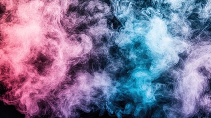 Fototapeta premium A moody, abstract image of flowing pink, purple, and blue smoke, illuminated against a dark, deep background.