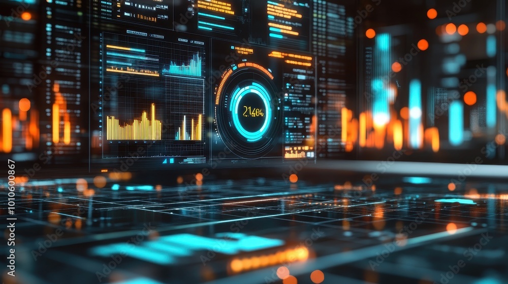 Poster futuristic technology data analytics and visualization