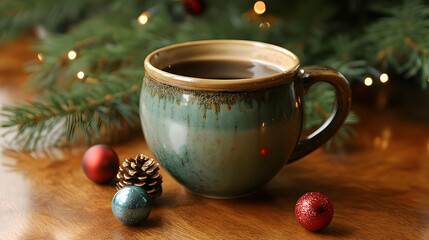 Fototapeta premium Cozy Winter Mug with Christmas Decorations
