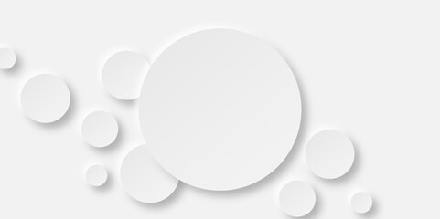 Abstract white circle shape geometric line background. abstract seamless modern white and gray color technology concept geometric circle vector background neomorphism style poster, banner design