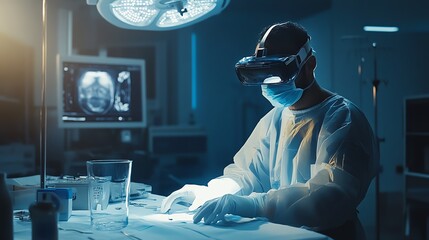 Surgeon using VR technology in operation room