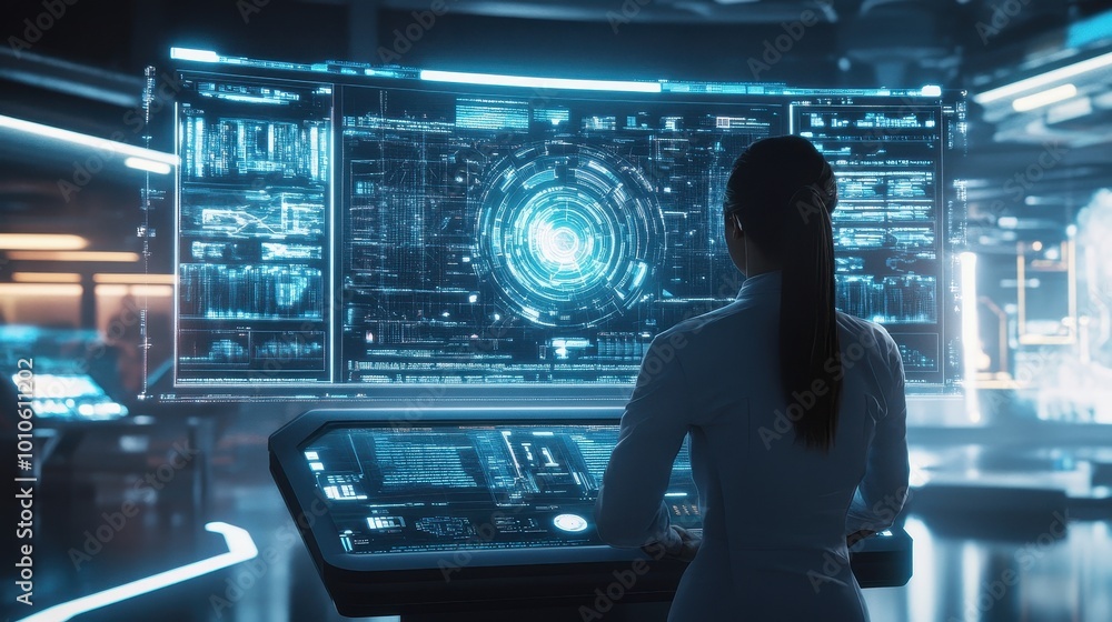 Poster futuristic command center with advanced technology