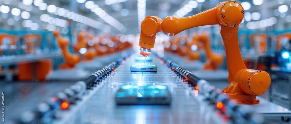 Wall mural automated modern factory production line