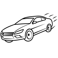 Obraz premium high speed car outline coloring book page line art drawing
