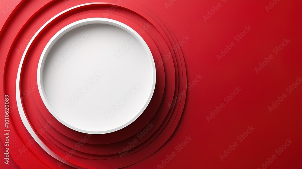 Poster 3d circular red-white gradient background with blank space