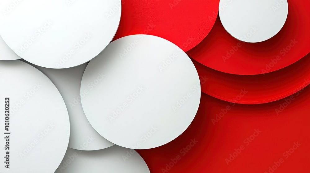 Poster 3d circular red-white gradient background with blank space
