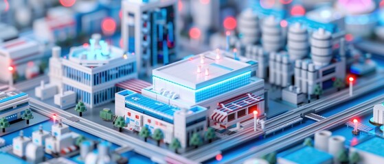 Modern Streamlined Factory Process in Urban Environment