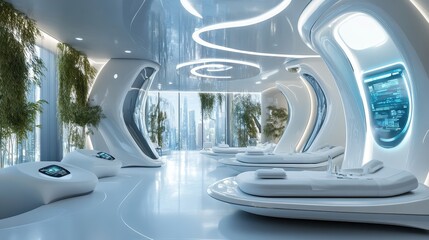 Futuristic and Minimalist Medical Facility Interior Design