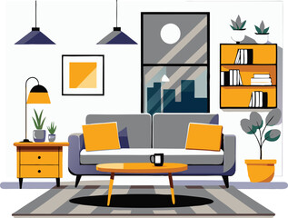 Modern Living Room Interior Design with Sofa